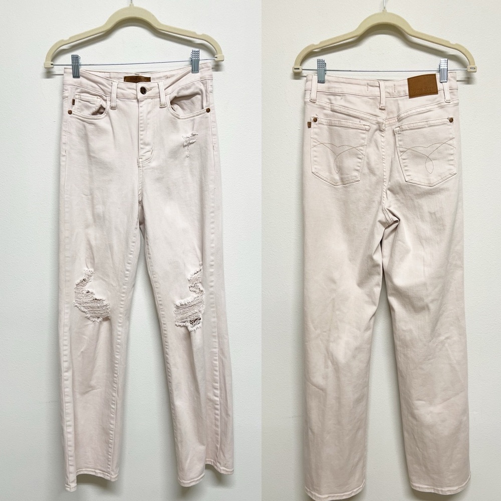 Judy Blue High Waisted Garment Dyed 90s Straight Destroyed Knee Jean Size 27